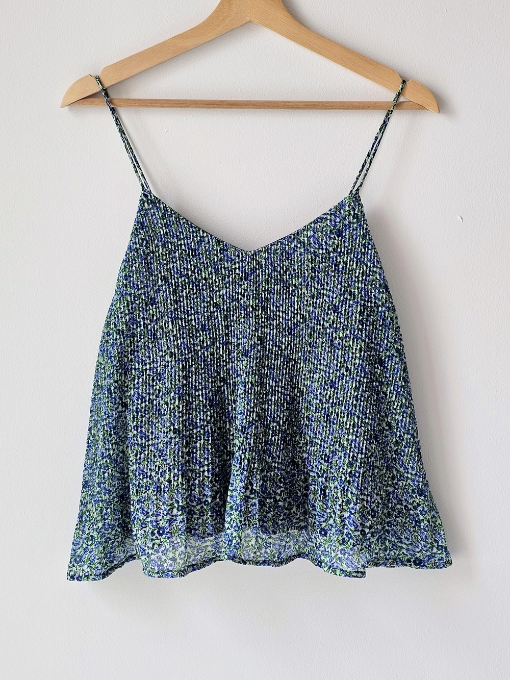Mango Floral V-Neck Cami Top - Blue/Green